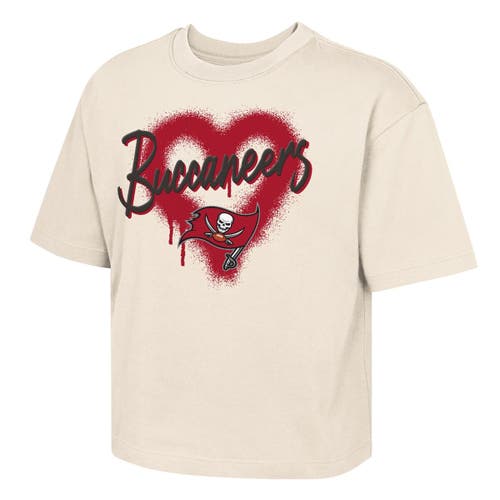 Outerstuff Kids' Girl's Youth  Cream Tampa Bay Buccaneers Spray Heart Boxy T-shirt In White