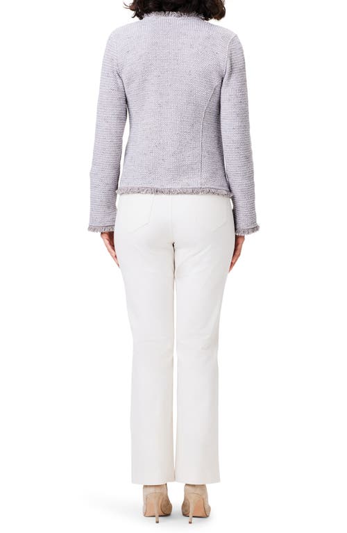 Nic + Zoe Fringe Tweed Jacket In Sand