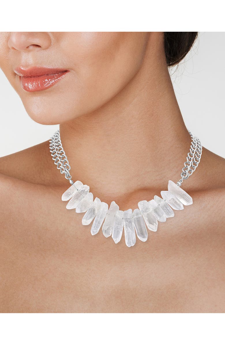 JARDIN Quartz Double Chain Frontal Necklace, Alternate, color, 