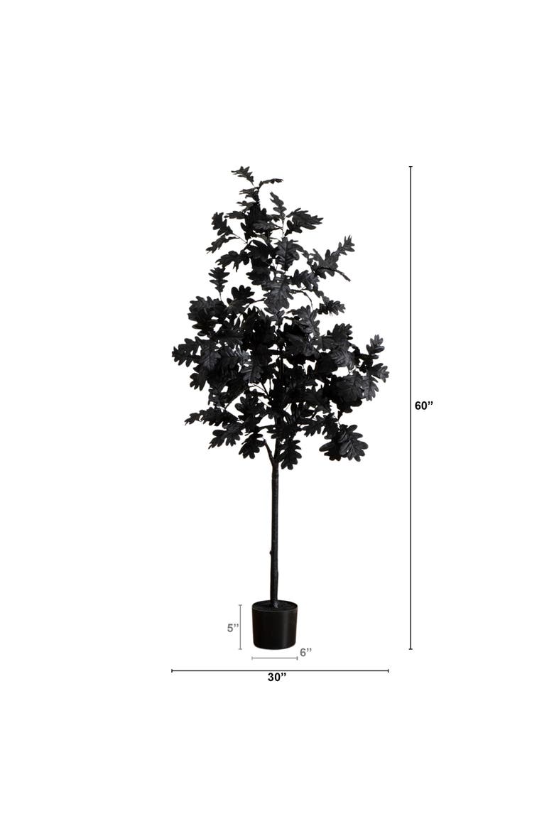 5-ft Artificial Halloween Black Oak Tree, Alternate, color, Black