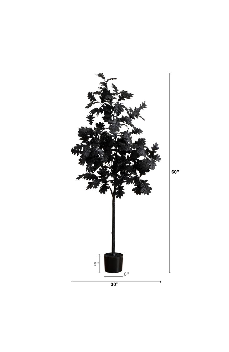 NEARLY NATURAL 5-ft Artificial Halloween Black Oak Tree, Alternate, color, Black