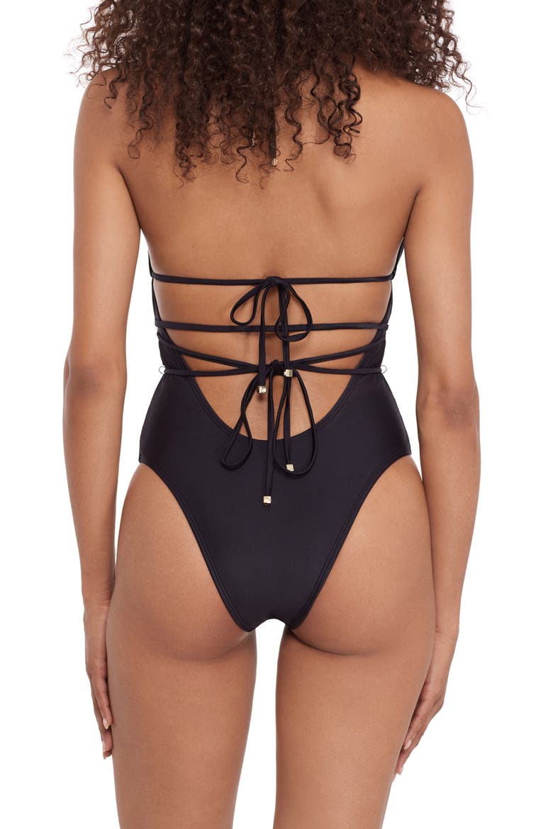 Strappy Cutout One-Piece Swimsuit, Alternate, color, RAVEN BLACK