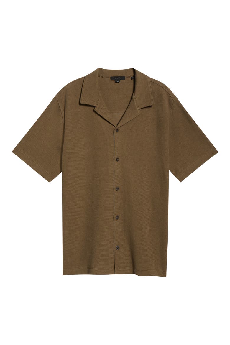 Bouclé Knit Short Sleeve Camp Shirt, Alternate, color, KALAMATA