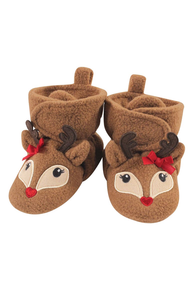 Cozy Fleece Comfort Booties, Main, color, Girl Reindeer