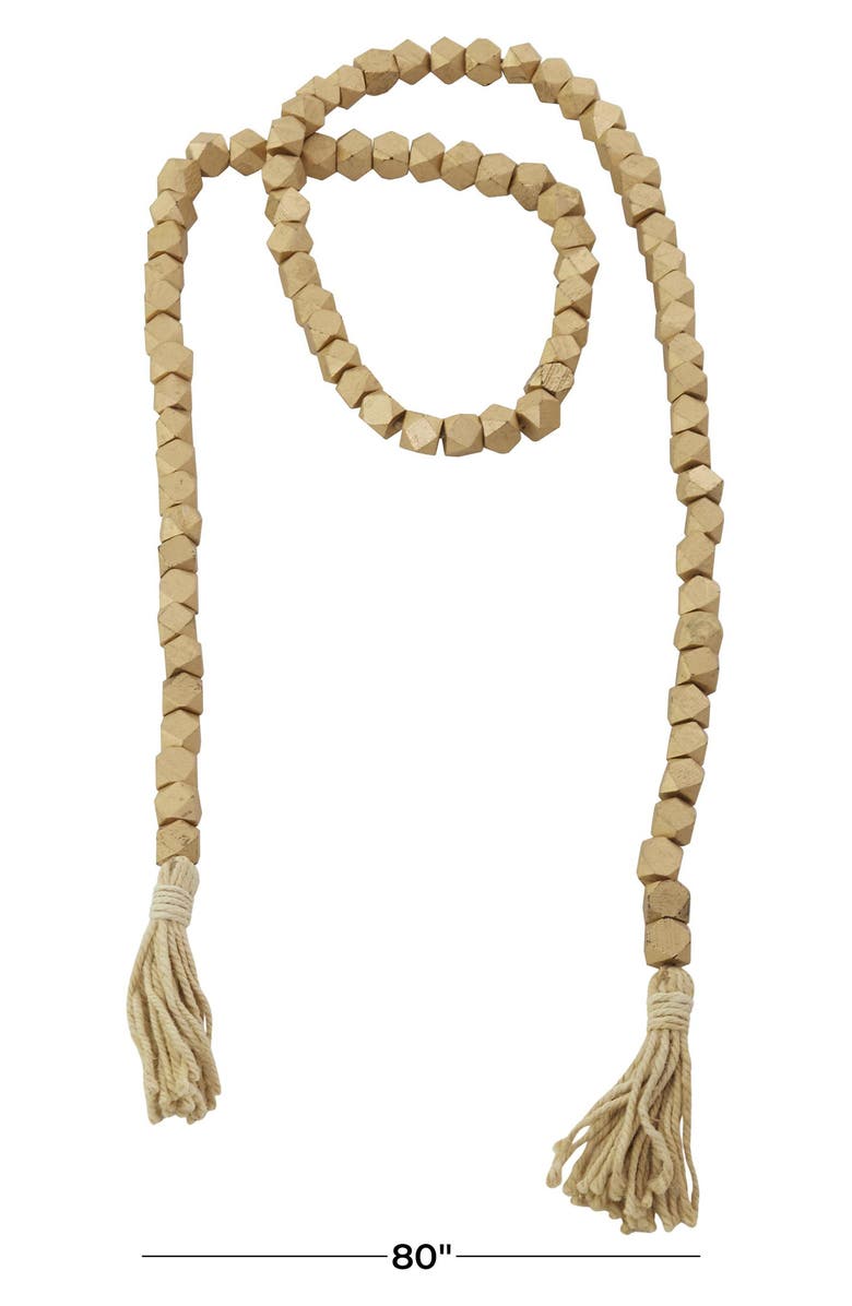 WILLOW ROW Bohemian Wood Beaded Tassel Garland, Alternate, color, Gold