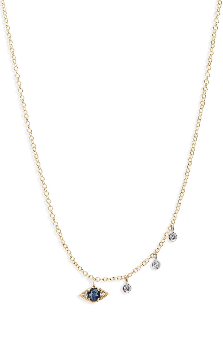 Meira T Evil Eye Diamond & Sapphire Necklace, Main, color, 