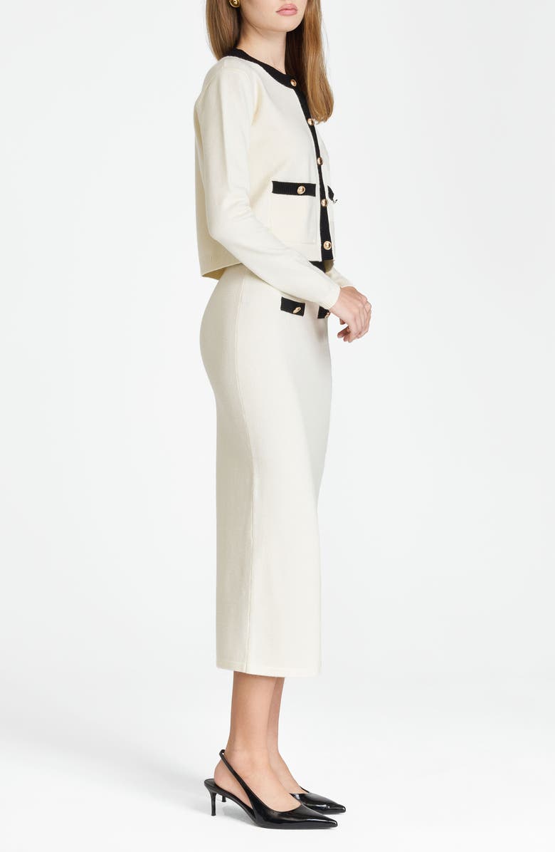 WAYF Catherine Contrast Trim Cardigan, Alternate, color, Cream Black