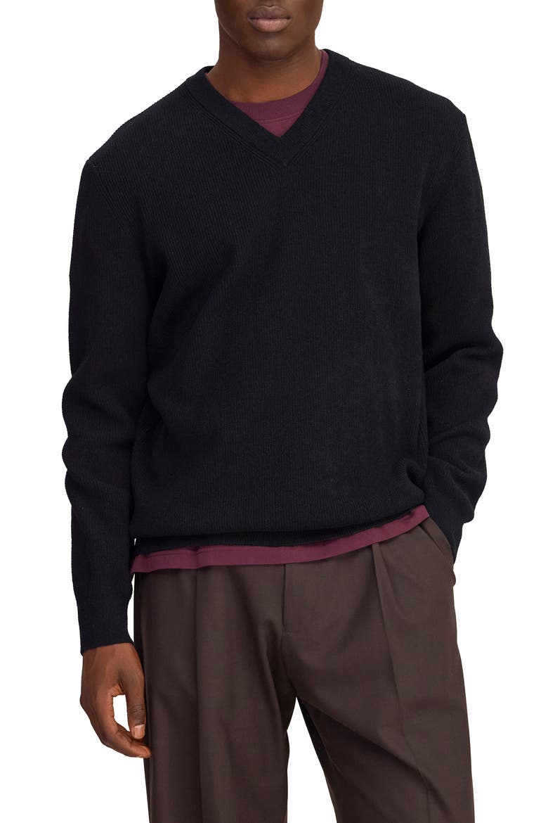 Danny V-Neck Sweater, Main, color, BLACK