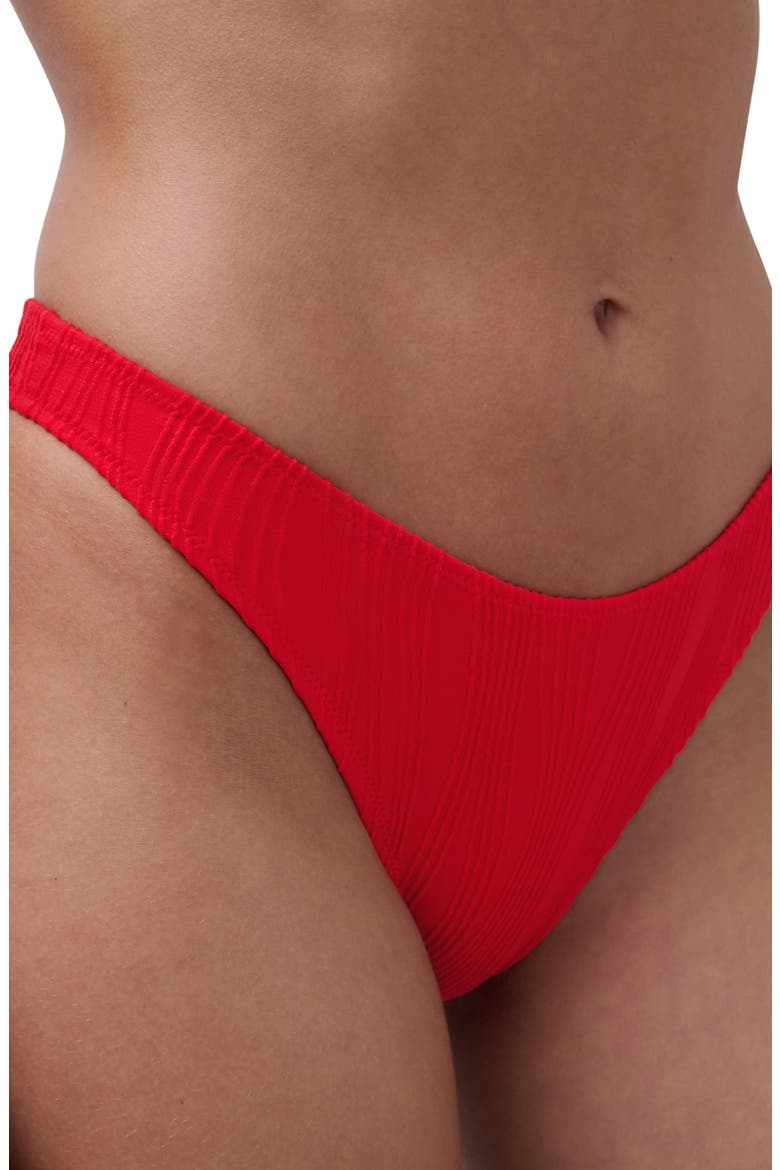 Jacquard Tanga Bikini Bottoms, Alternate, color, CHERRY RED