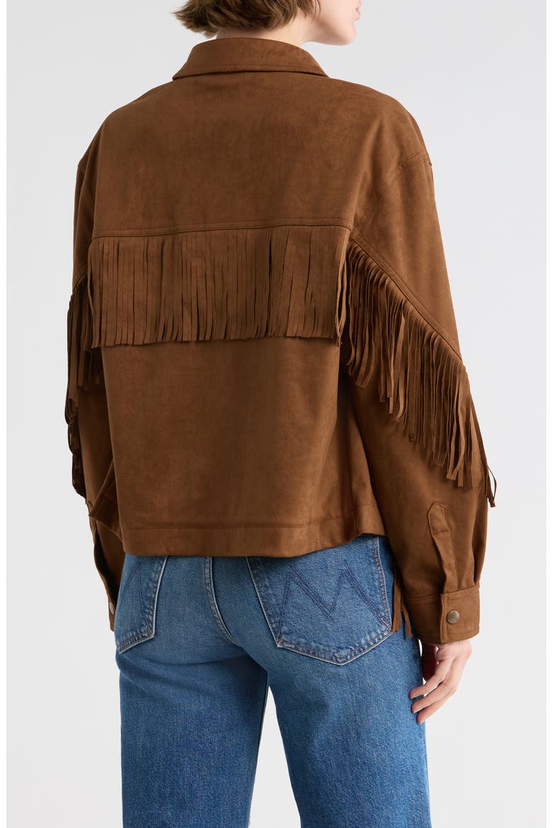 Faux Suede Fringe Jacket, Alternate, color, BROWN