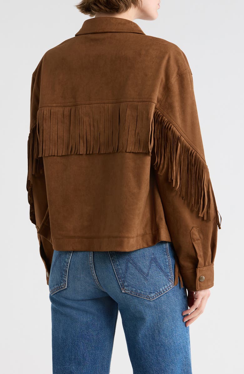 Melrose and Market Faux Suede Fringe Jacket, Alternate, color, Brown