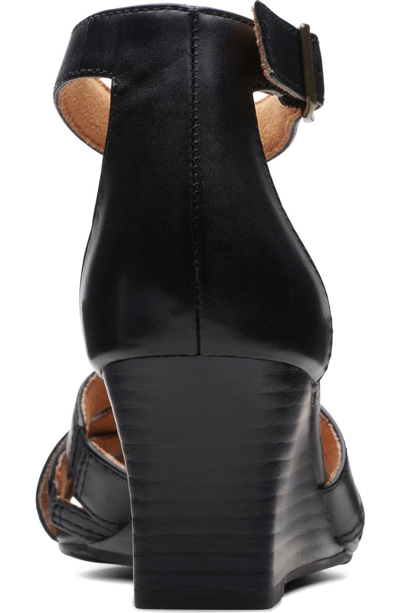 Clarks<sup>®</sup> Cielo Charm Leather Wedge Sandal, Alternate, color,