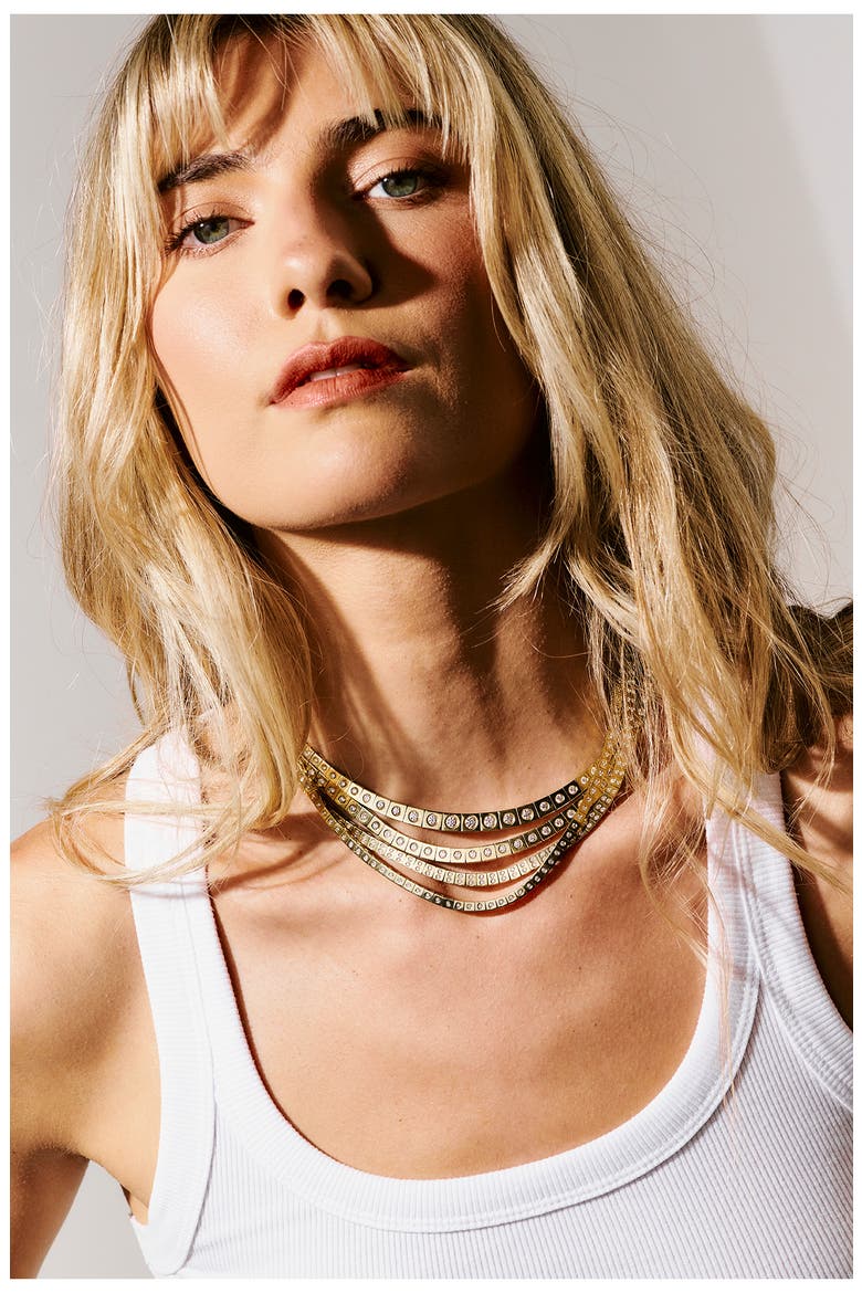 Leggo Mini Diamond Tennis Necklace, Alternate, color, GOLD