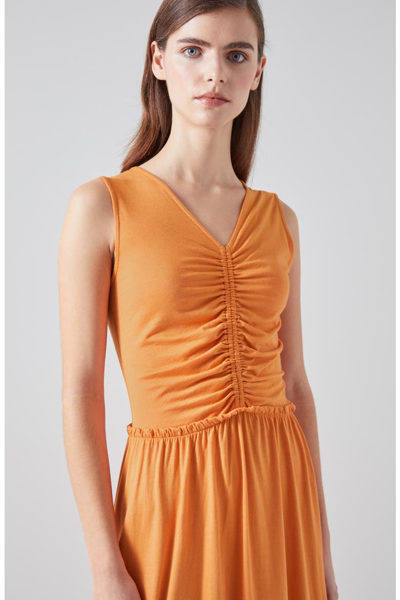 Claud Jersey Midi Dress, Alternate, color, BURNT ORANGE