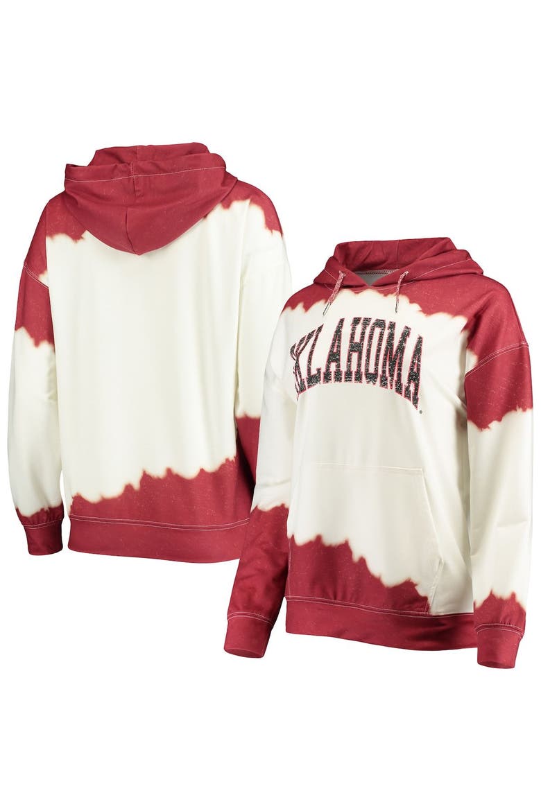 Women's Gameday Couture White/Crimson Oklahoma Sooners For the Fun Double Dip-Dyed Pullover Hoodie, Main, color, White