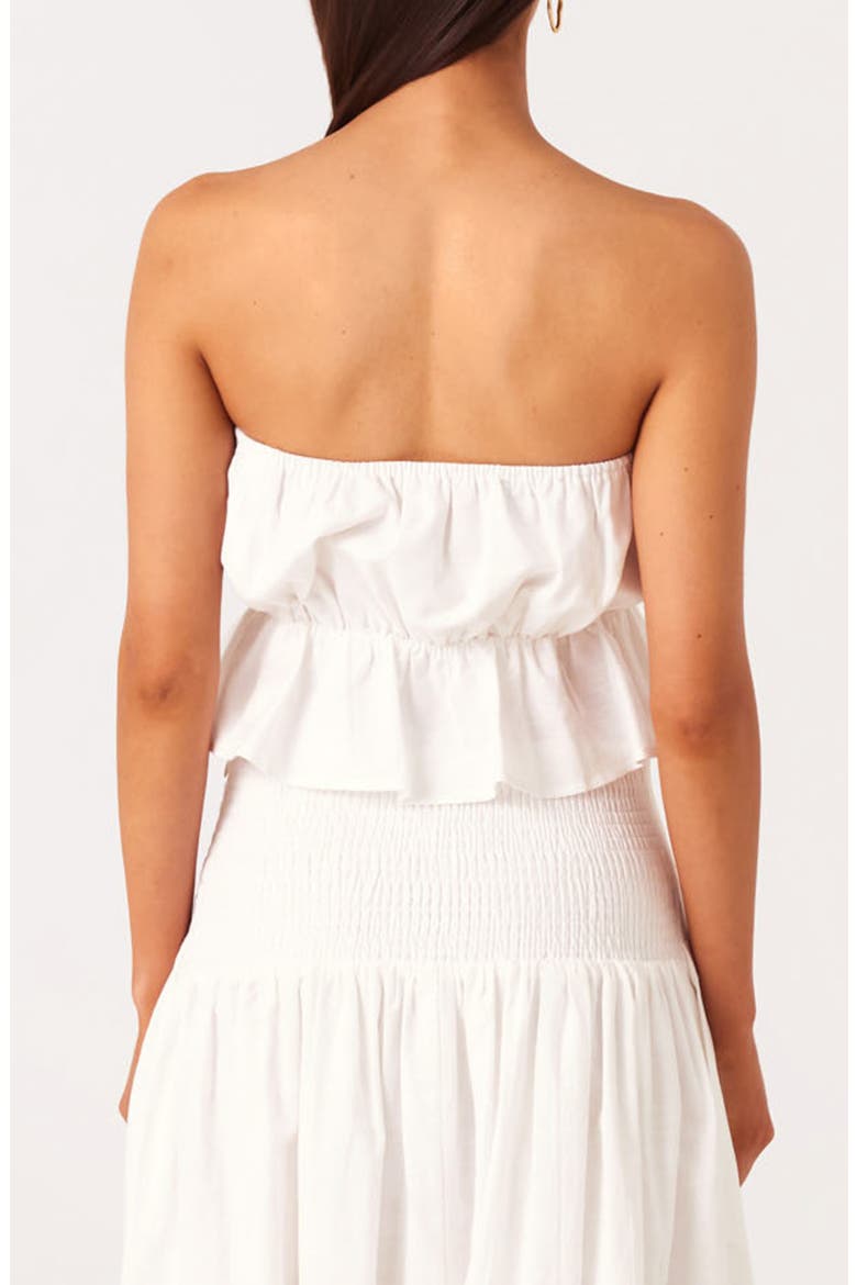 Nesa Strapless Linen & Cotton Peplum Crop Top, Alternate, color, WHITE