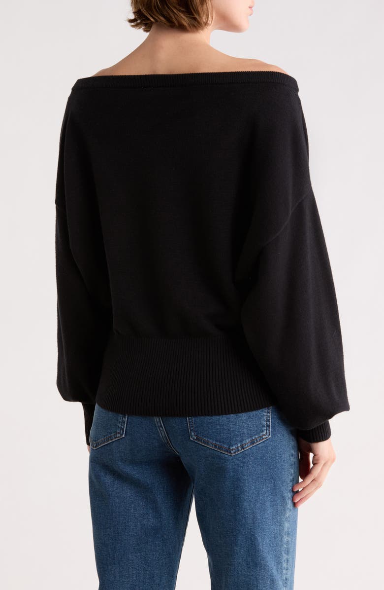 INTERNATIONAL DESIGNER Off the Shoulder Sweater, Alternate, color, Black