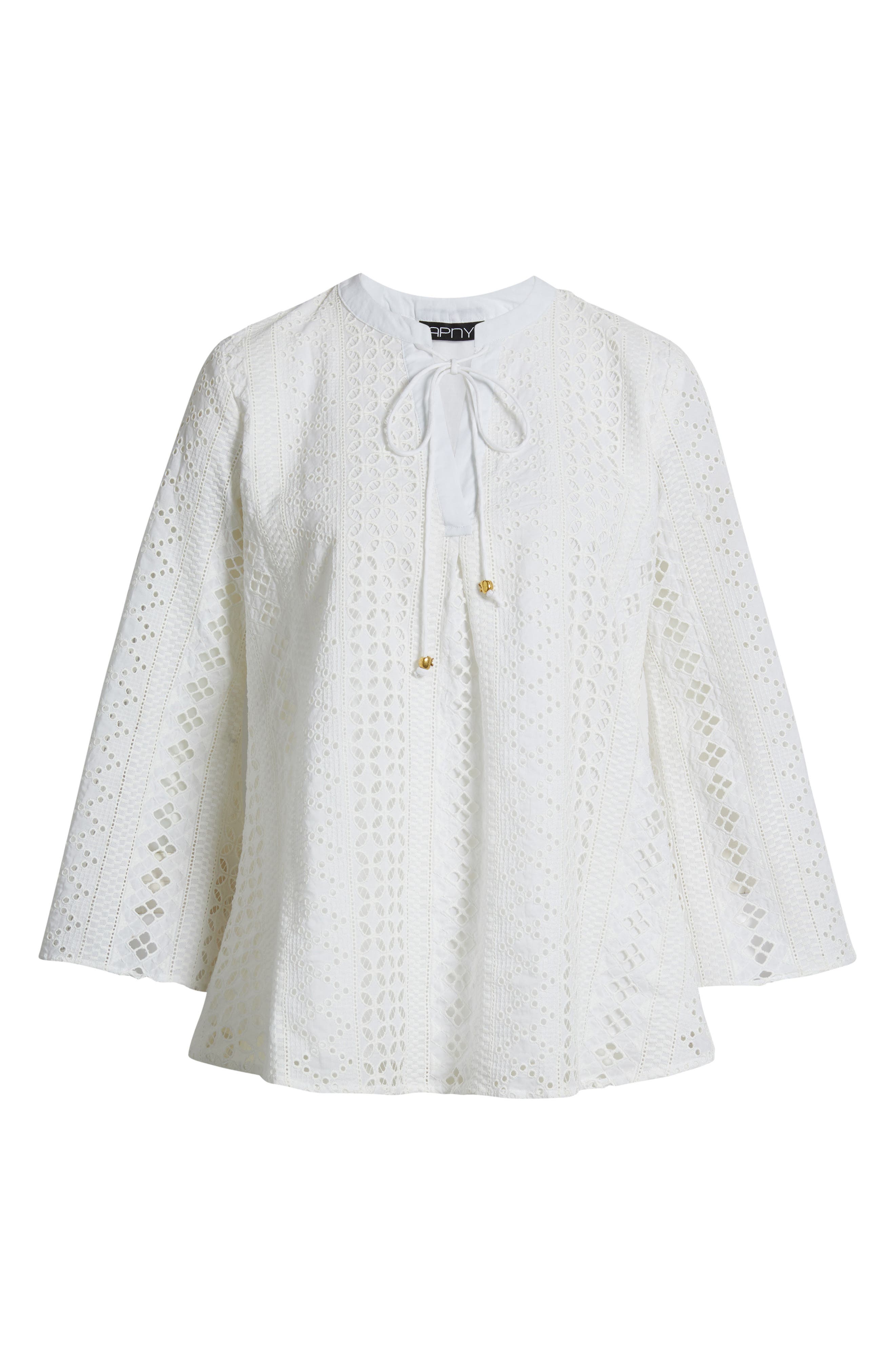 Tassel Eyelet Bell Sleeve Cotton Top