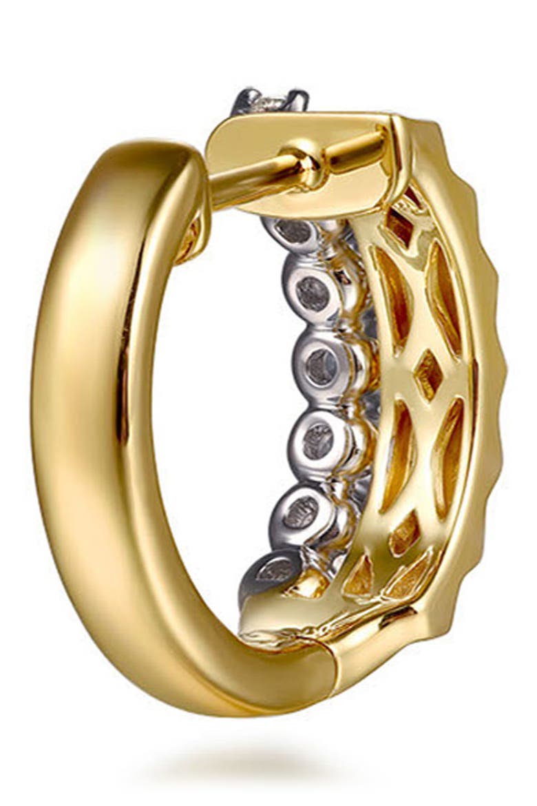 Bujukan Diamond & Diamond-Cut Huggie Hoop Earrings, Alternate, color, TWO TONE