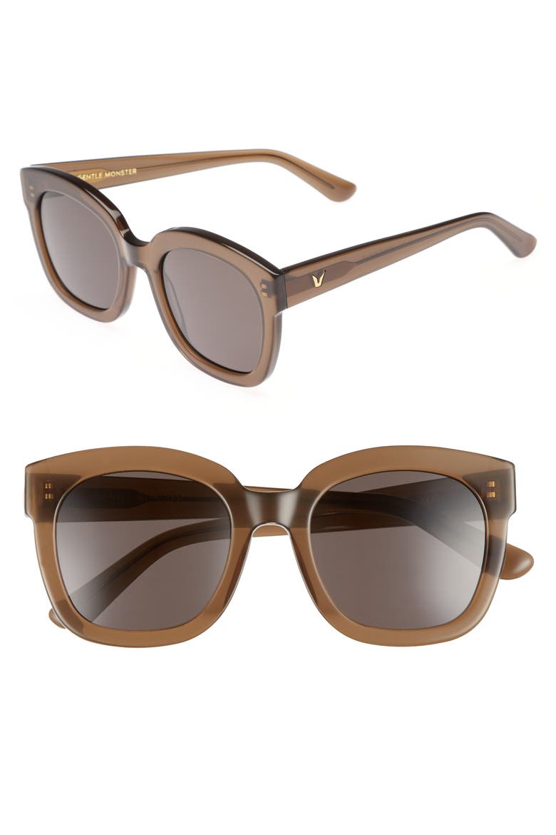 Matti 51mm Rounded Sunglasses, Main, color, KHAKI