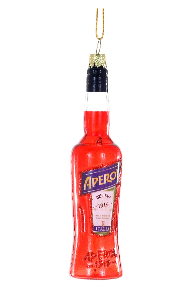 Aperol Glass Ornament, Main, color, RED MULTI