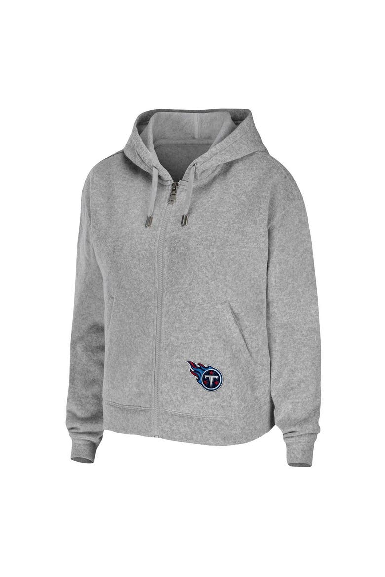 Women's WEAR by Erin Andrews Heathered Gray Tennessee Titans Team Full-Zip Hoodie, Alternate, color, Navy