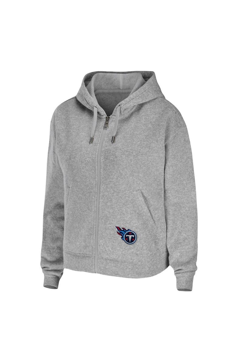 WEAR by Erin Andrews Women's WEAR by Erin Andrews Heathered Gray Tennessee Titans Team Full-Zip Hoodie, Alternate, color, Navy