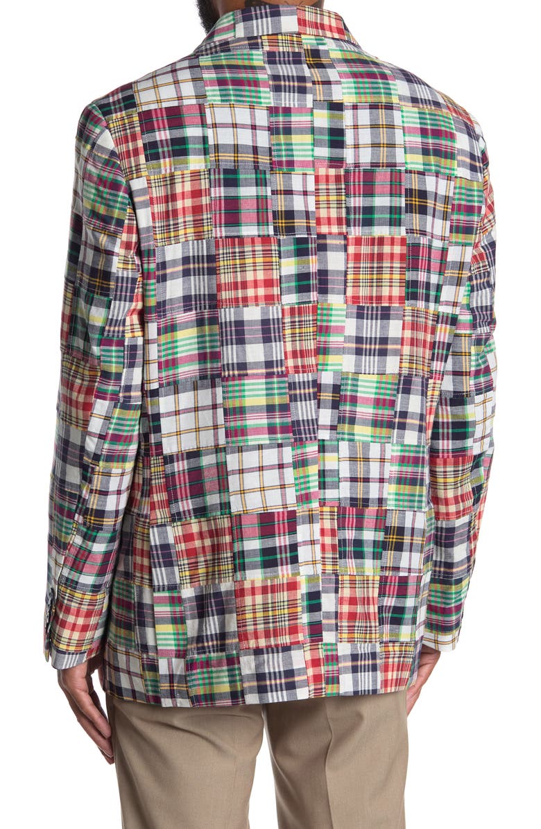 Nautica Madras Plaid Patchwork Two Button Notch Lapel Cotton Sport Coat, Alternate, color,