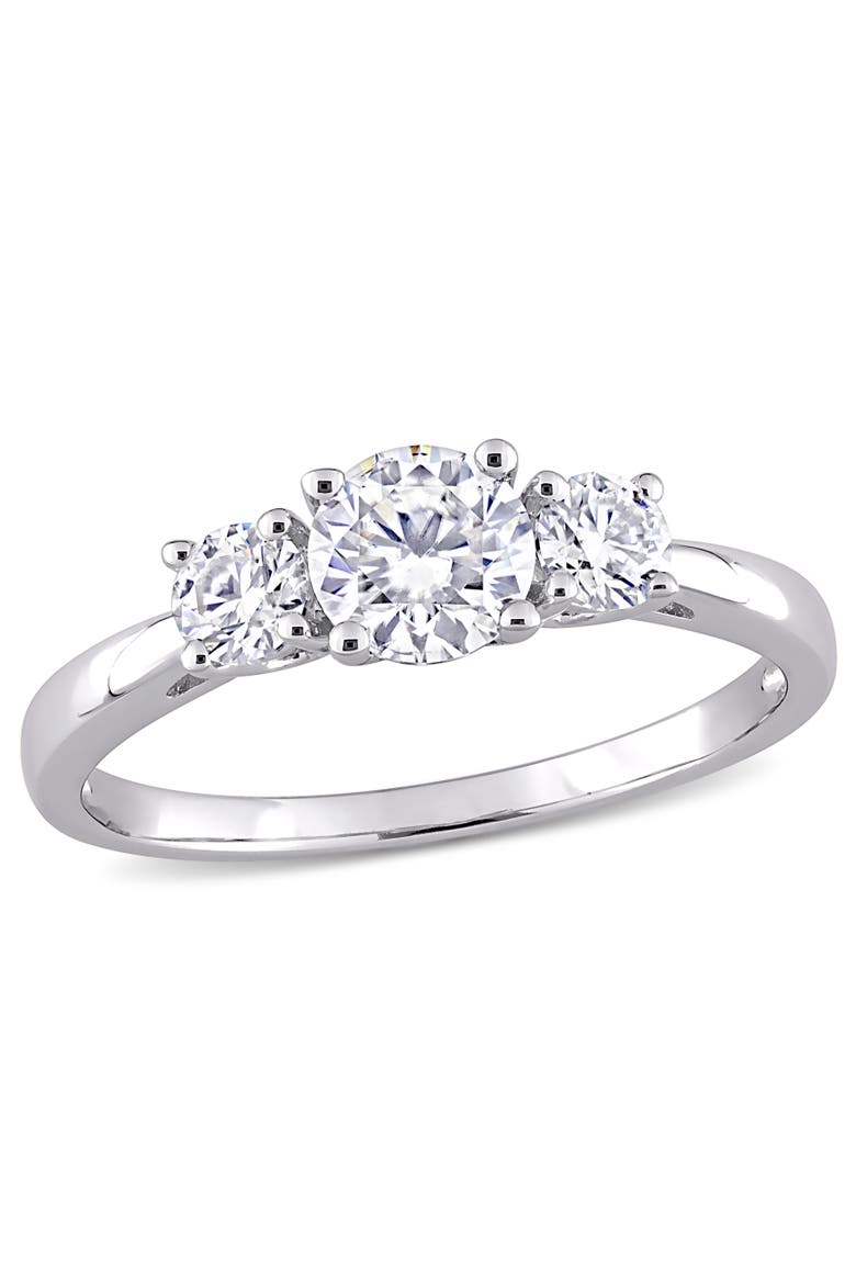 1CT DEW Moissanite 3-Stone Ring, Main, color, Sterling Silver