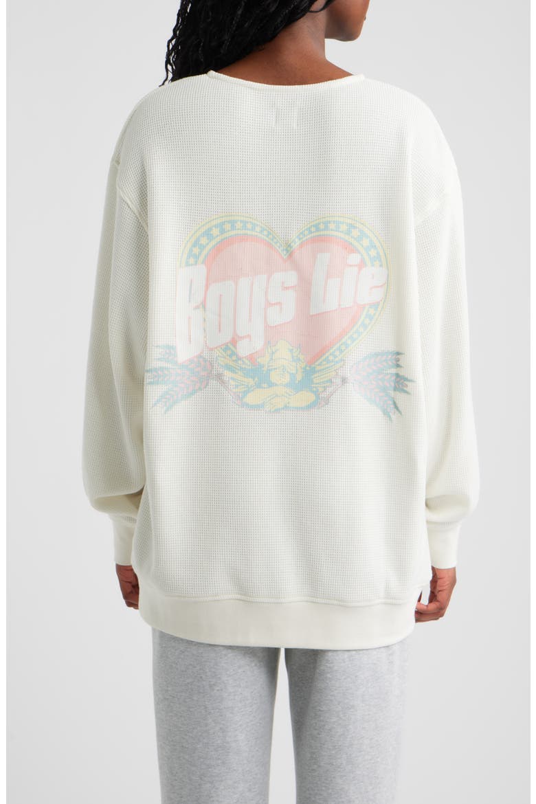 Breakfast Beers Graphic Waffle Knit Henley Sweatshirt, Alternate, color, WHITE