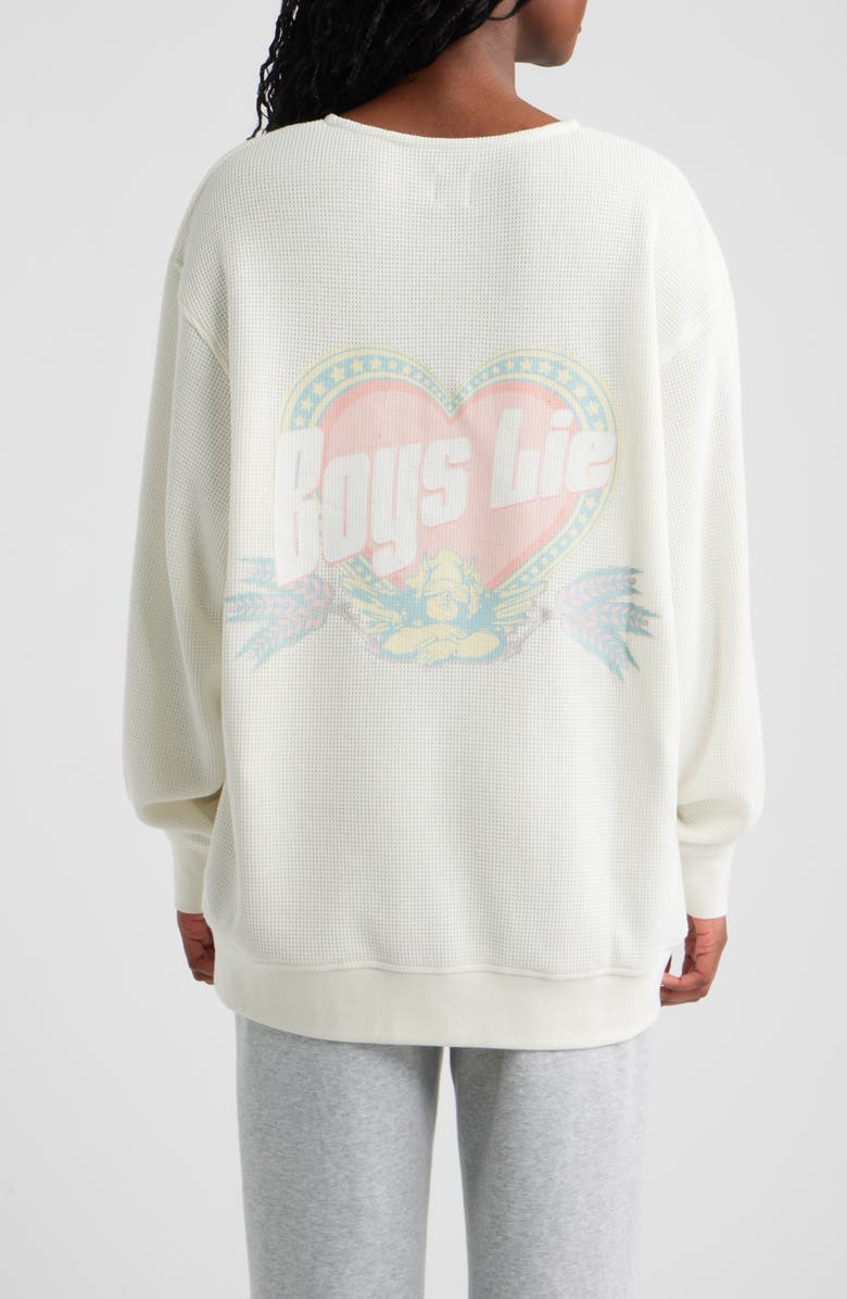 BOYS LIE Breakfast Beers Graphic Waffle Knit Henley Sweatshirt, Alternate, color, White