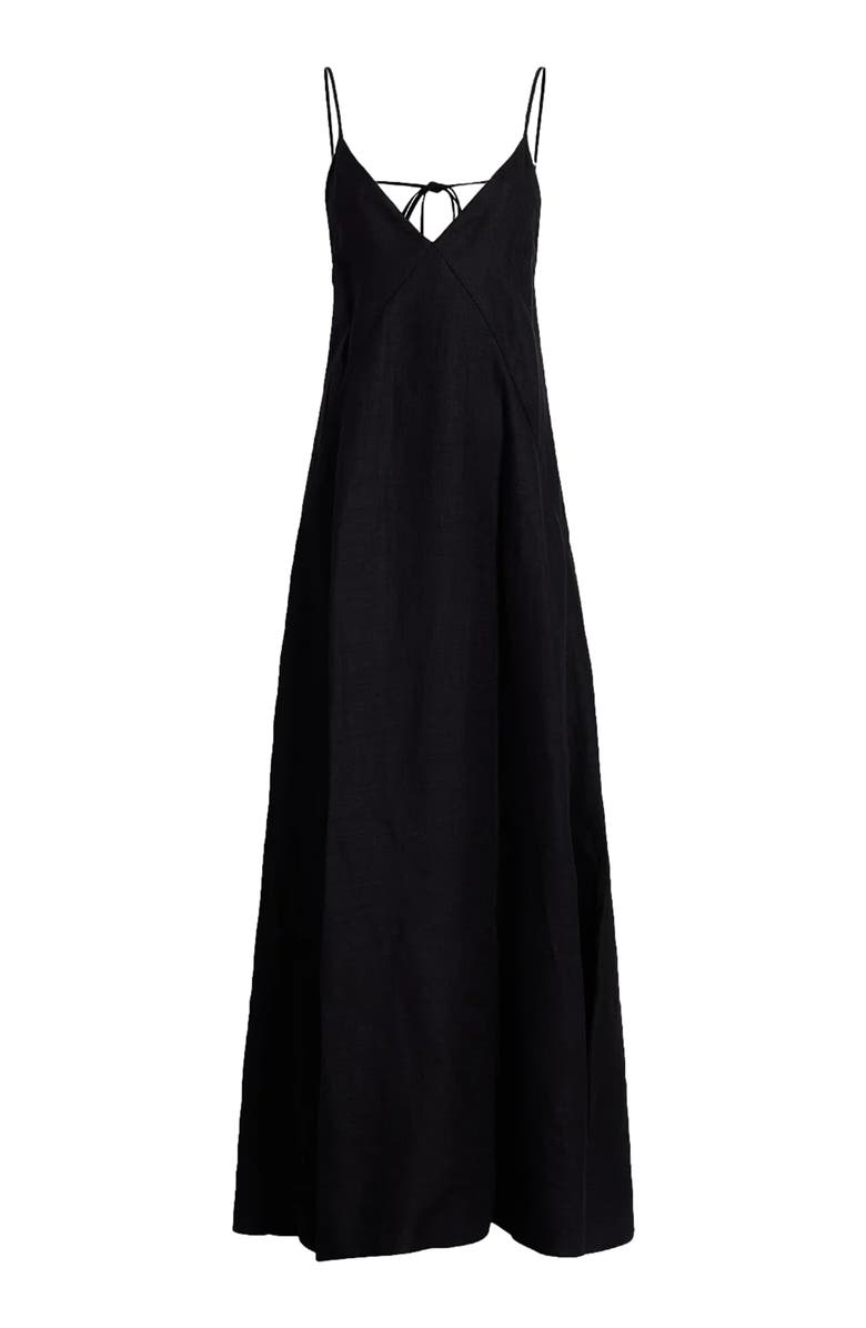 Another Tomorrow SEAMED SLIP DRESS, Alternate, color, Black