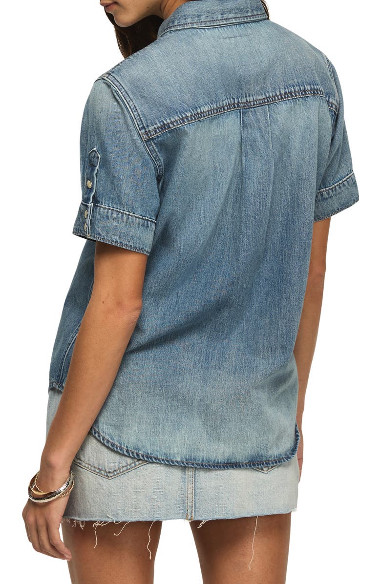 Lucky Brand Short Sleeve Denim Western Shirt, Alternate, color, Glammed Up Wash