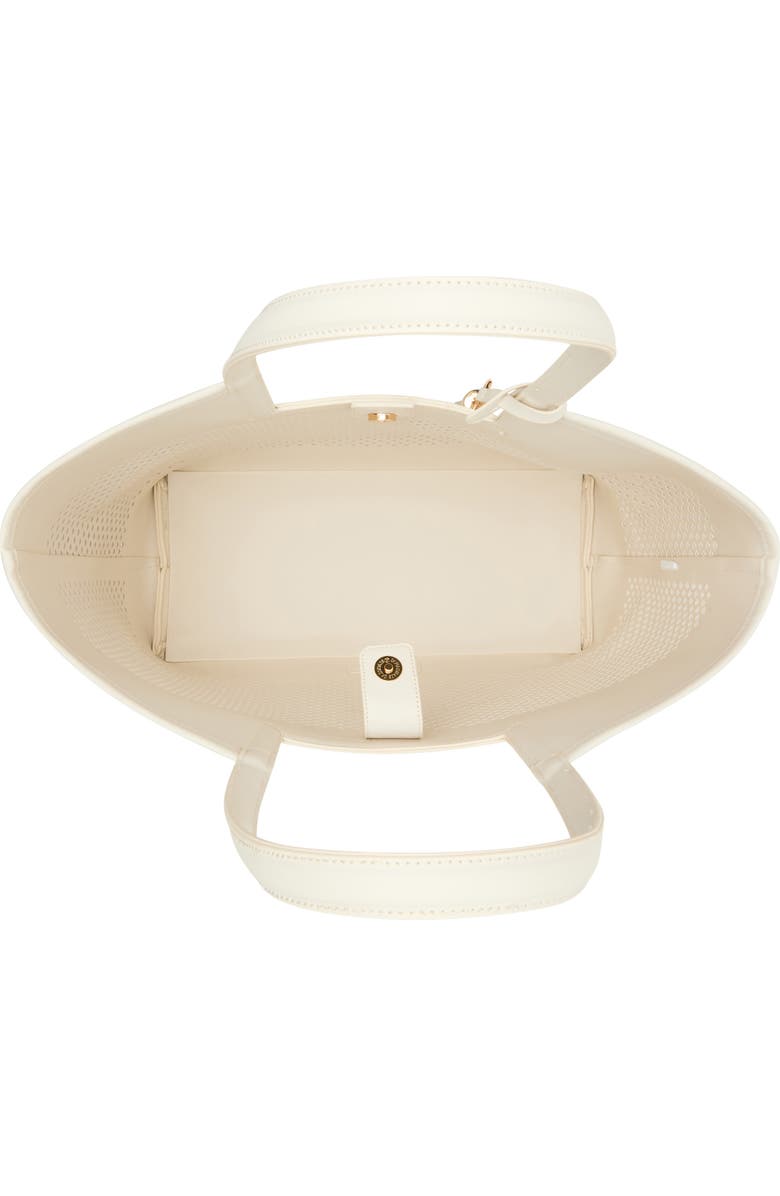 Anne Klein Large Perforated Tote Bag, Alternate, color, Parchment/ Metallic Gold