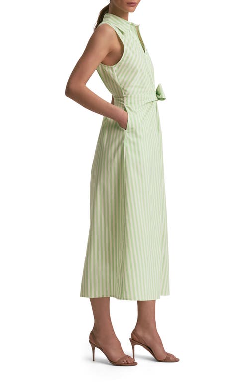 Favorite Daughter Good Behavior Stripe Tie Front Cotton Blend Midi Shirtdress
