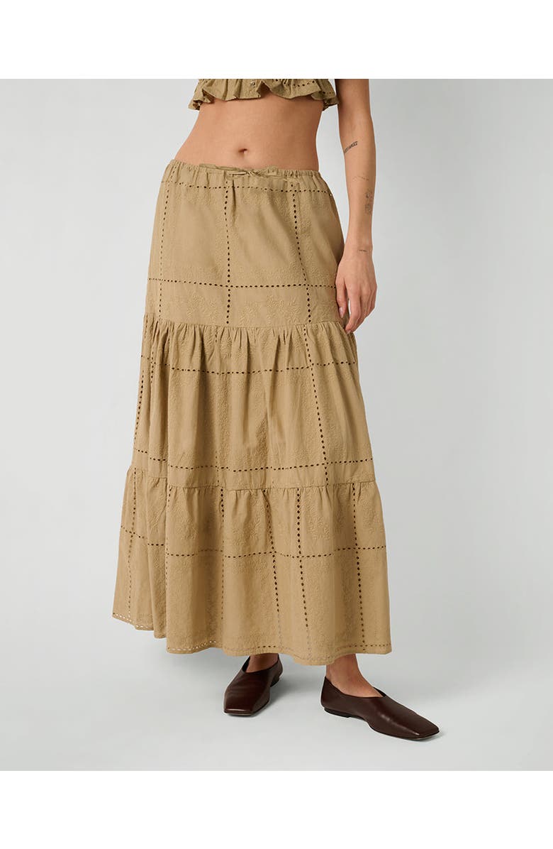 WeWoreWhat Midi Pull On Skirt, Main, color, Oat Multi