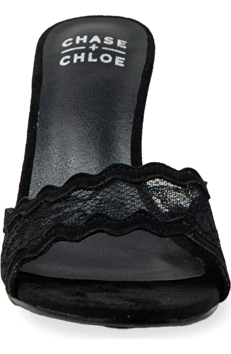 CHASE AND CHLOE Scalloped Lace Sandal, Alternate, color, Black