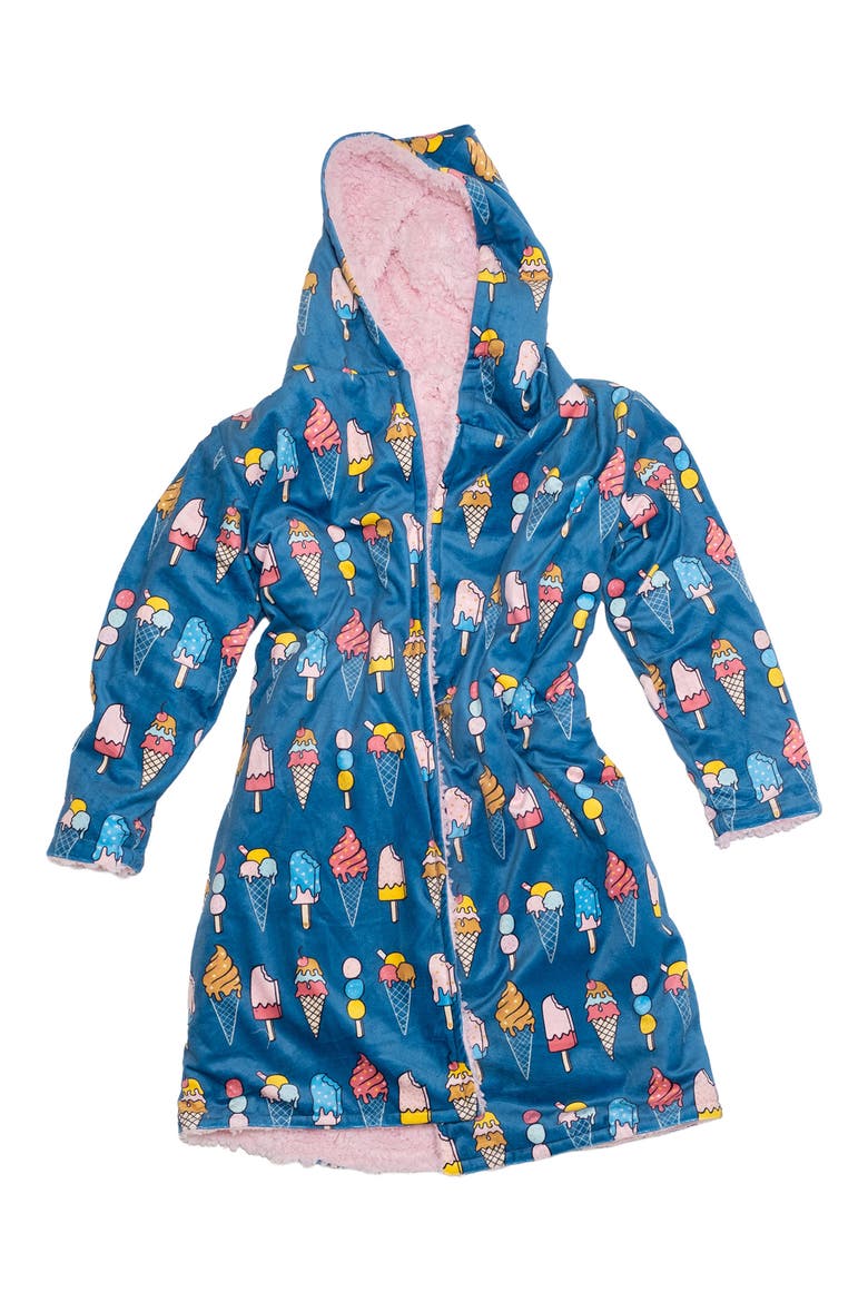 Kids' Reversible Ice Cream Hooded Robe, Main, color, BALLET SLIPPER
