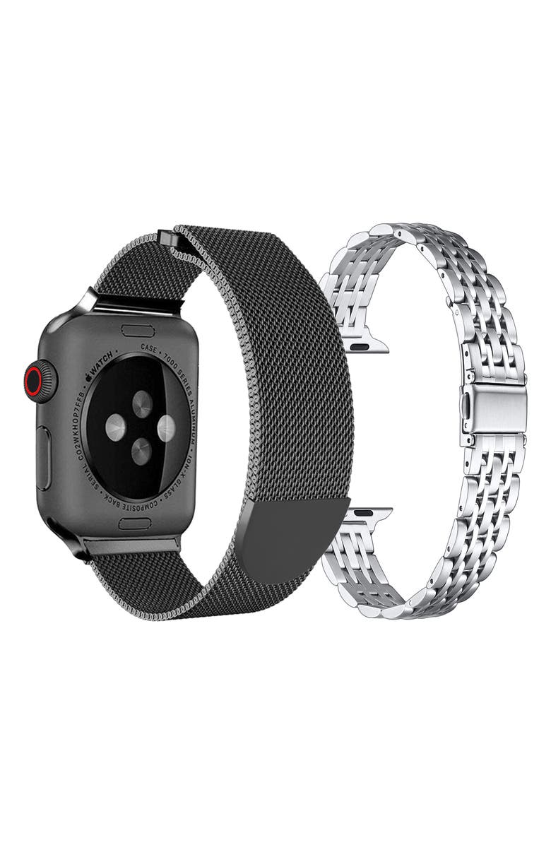 The Posh Tech Assorted 2-Pack Stainless Steel Apple Watch<sup>®</sup> Watchbands, Alternate, color, 