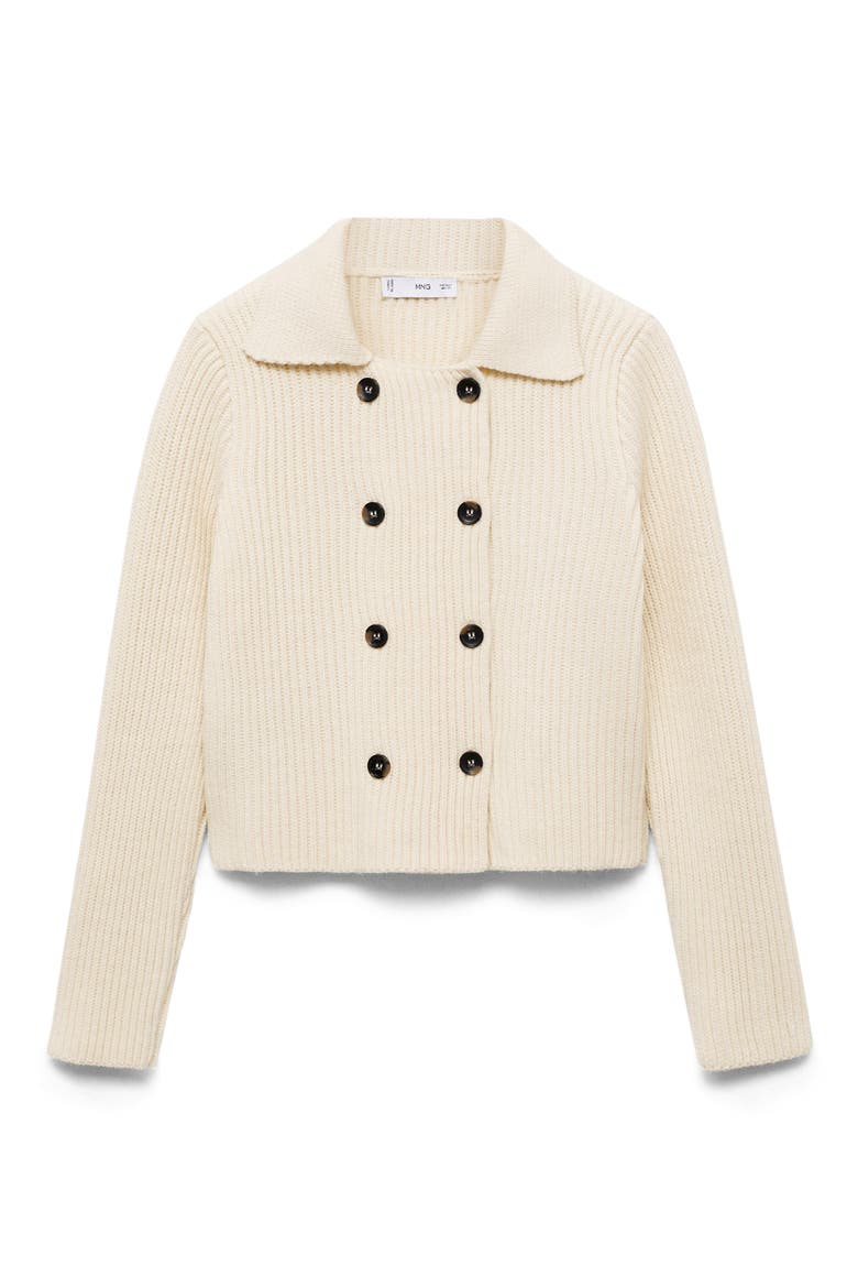 Double Breasted Rib Sweater Jacket, Alternate, color, ECRU