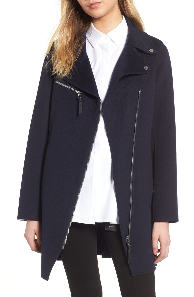 Derek Lam 10 Crosby Double-Face Wool Moto Style Coat, Alternate, color, 