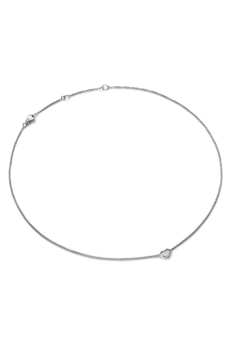 Diamond Puffy Heart Pendant Necklace, Alternate, color, STERLING SILVER