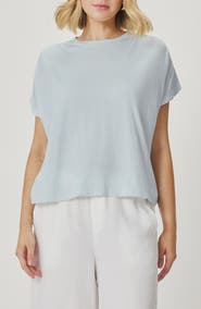 Splendid Rebecca Shirred Sleeve Cotton Blend T-Shirt