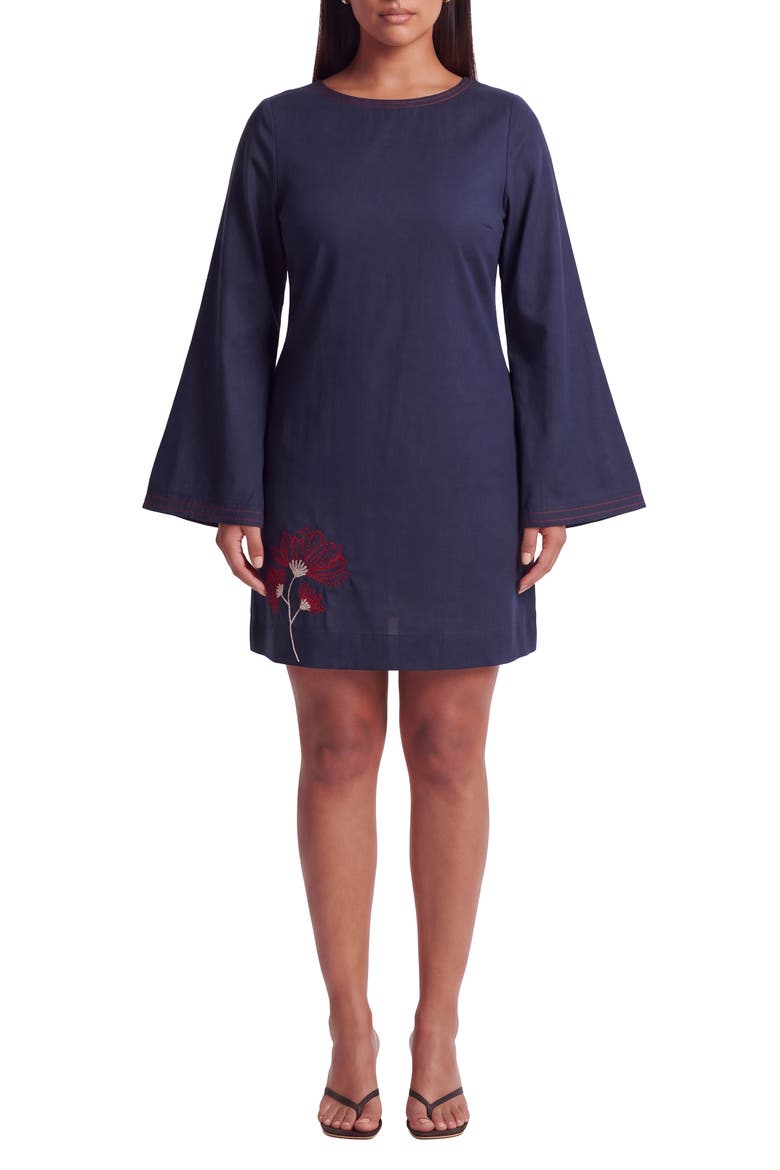 Sia Floral Embroidered Minidress, Main, color, NAVY BLUE