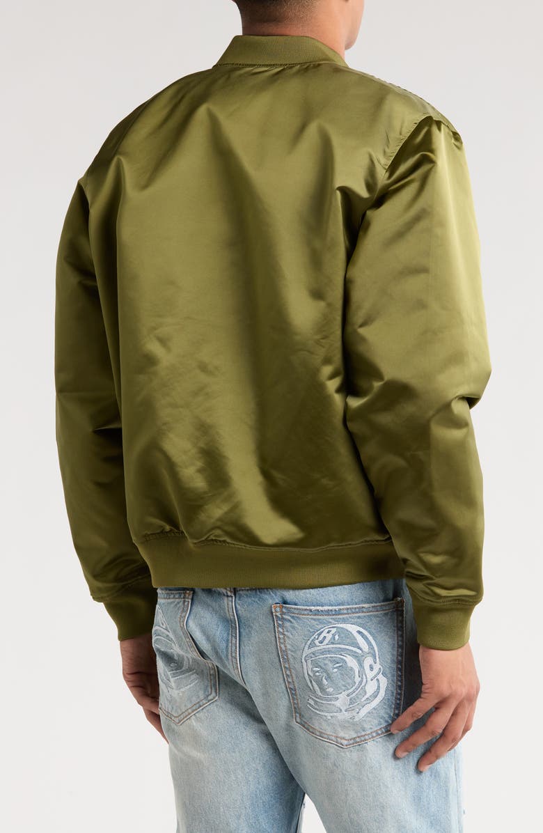 Billionaire Boys Club Globetrotter Nylon Satin Bomber Jacket, Alternate, color, Capulet Olive