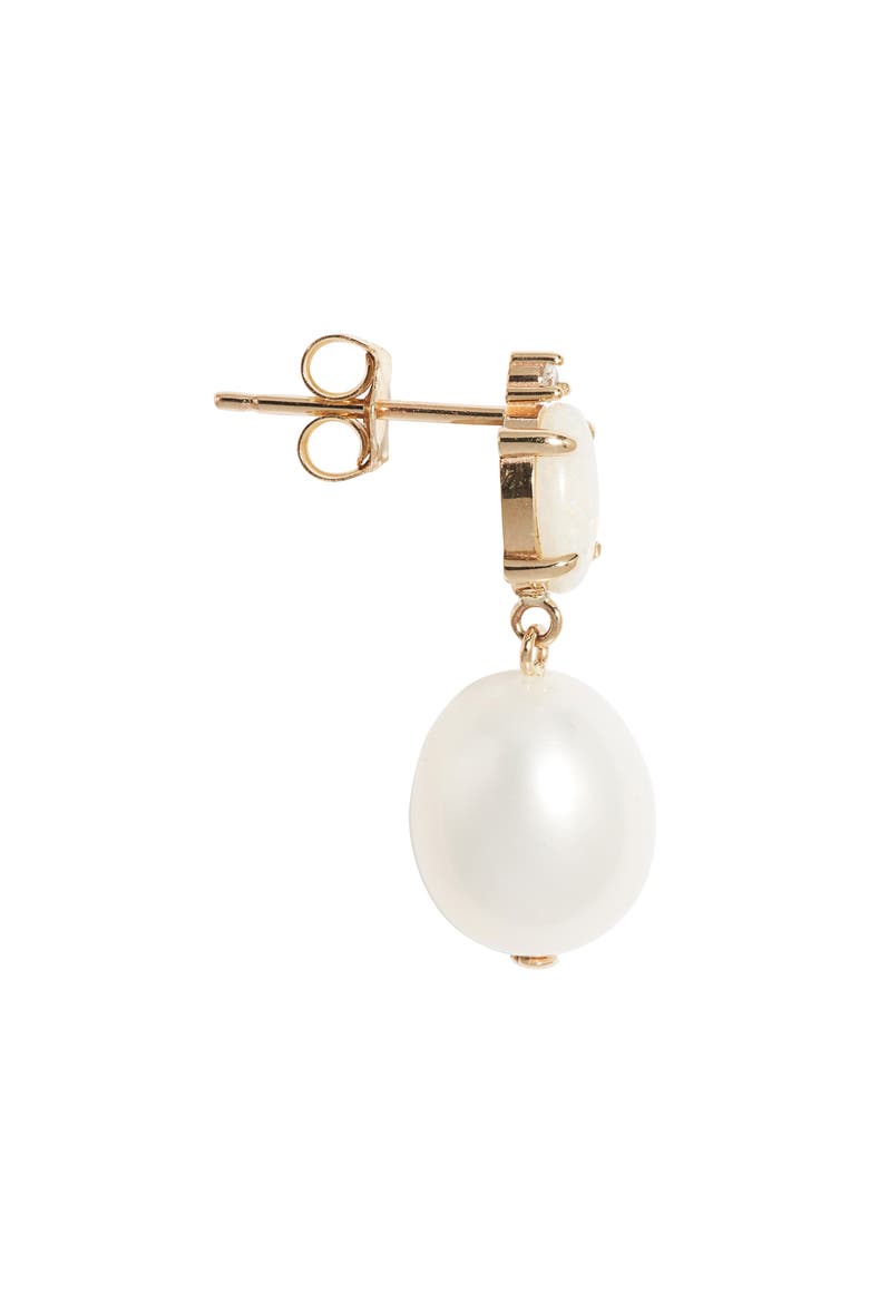 Diamond Cultured Pearl & Opal Drop Earrings, Alternate, color, GOLD