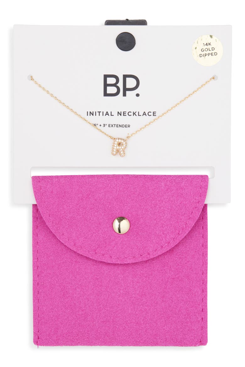 Pavé Crystal Initial Necklace, Alternate, color, R- 14K GOLD DIPPED