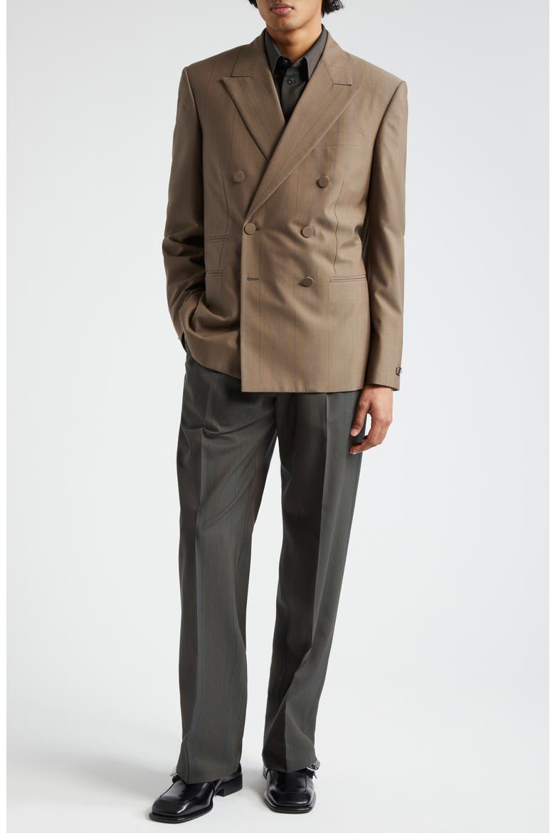 Stripe Oversize Wool Button-Up Shirt, Alternate, color, GRANITE