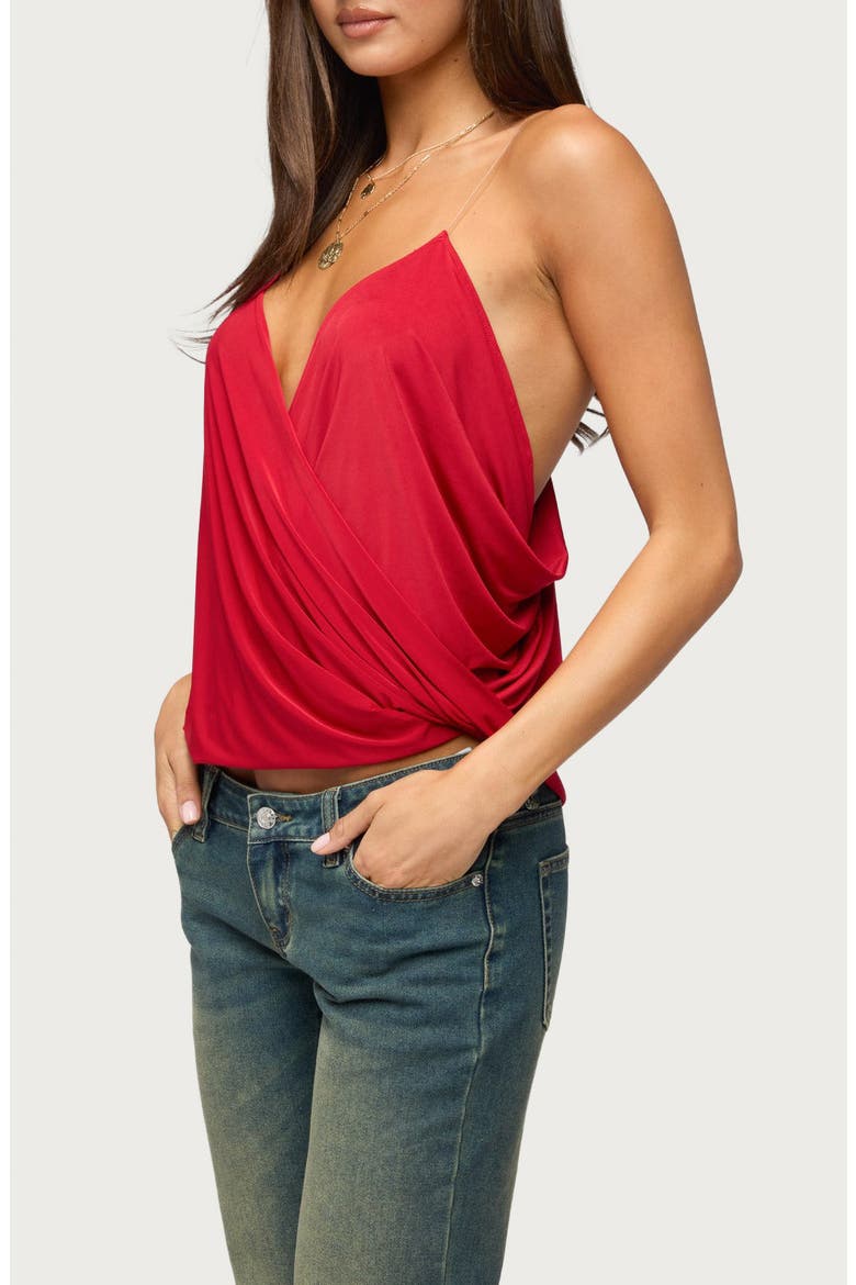 Ainsley Wrap Front Top, Alternate, color, RED