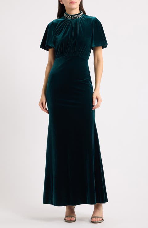 Embellished Velvet Gown